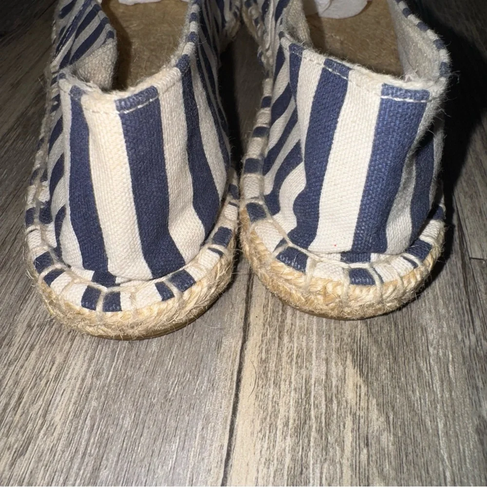 J. Crew Factory Navy and White Striped Espadrilles